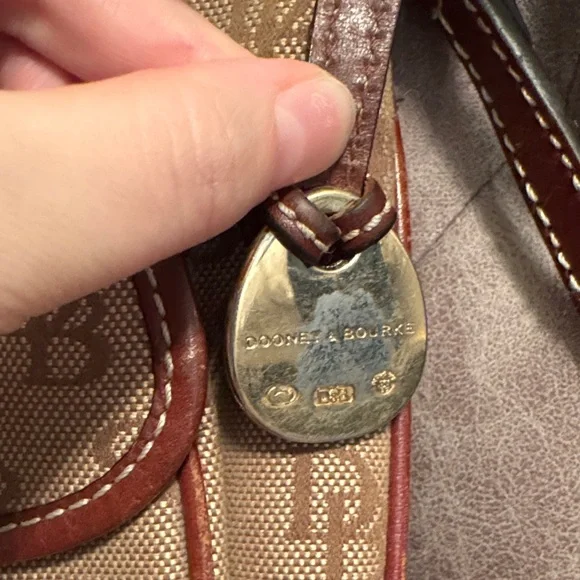 Dooney & Bourke Tan and Brown Monogram Crossbody Bag - Picture 2 of 4